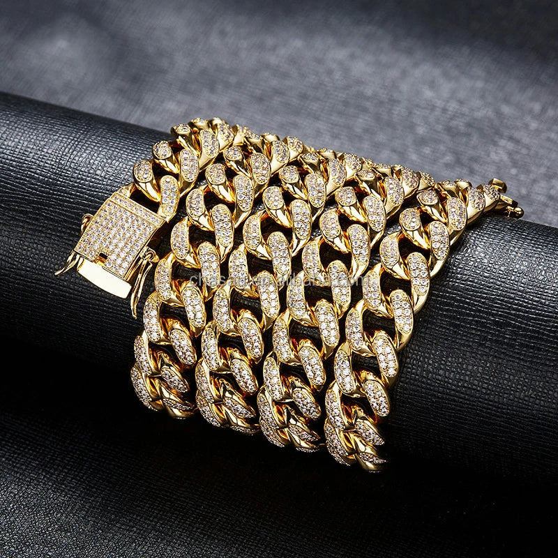 Custom Fine Jewelry Cubic Zirconia Rope Hip Hop Tennis Neck Chain Mens Link Necklace Cuban Gold Silver Chains Design for Men