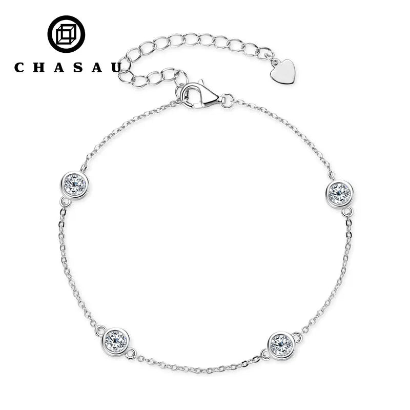 Sterling Silver 925 Bracelet Engagement Wedding Jewelry 4mm 1.2cttw All D Moissanite Diamond Bracelet for Girls