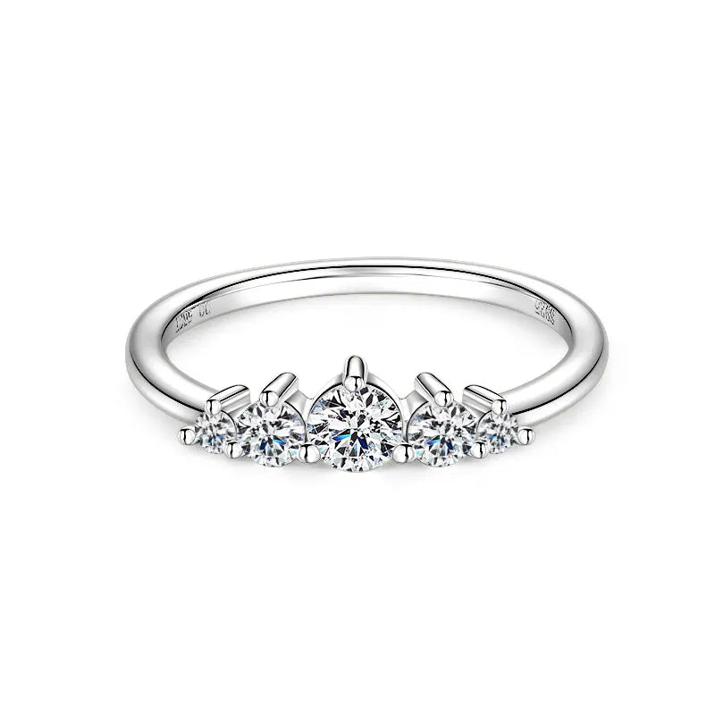 Five Stone Crown Moissanite Ring
