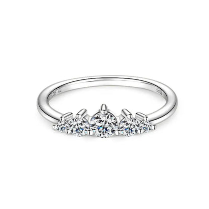 Five Stone Crown Moissanite Ring