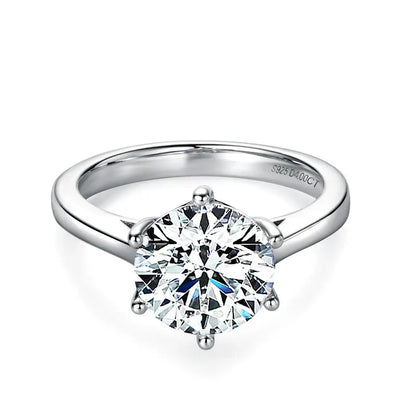 2ct 3ct 4ct 925 Sterling Silver VVS Solitaire Moissanite Wedding Engagement Ring for Women With Gra Certificate