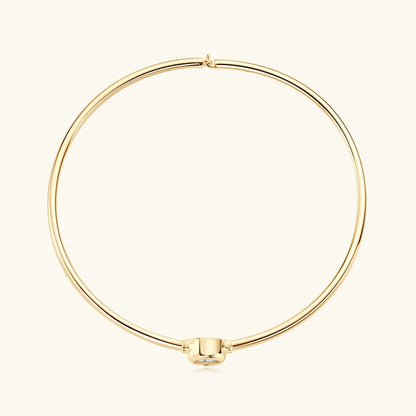 Classic Charms Birthday Gift Hand Jewelry 925 Sterling Silver 0.5ct 5mm Bezel Round Moissanite Bangle Bracelet  for Women