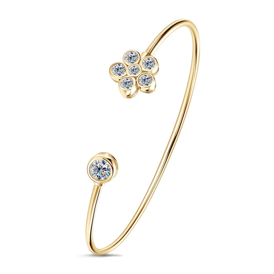 Adjustable Flower Cuff Bracelet Exquisite Bezel