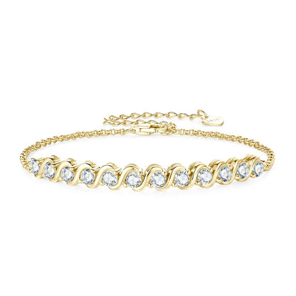 Fashion Classic Wedding 925 Sterling Silver D Color VVS1 3mm 0.1ct Round Cut Moissanite Bracelet for Women