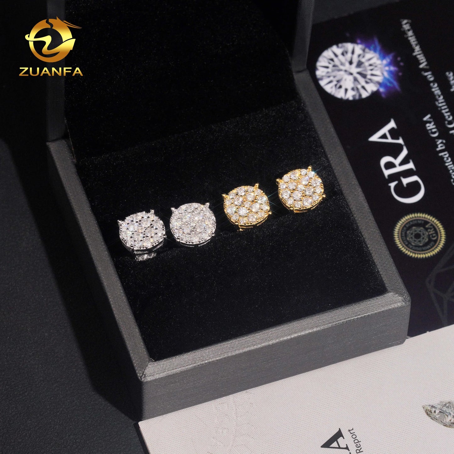 US Local Stock Fast Shipping Hip Hop Style Iced Out Mens Iced Out Diamond 925 Silver Moissanite Earrings