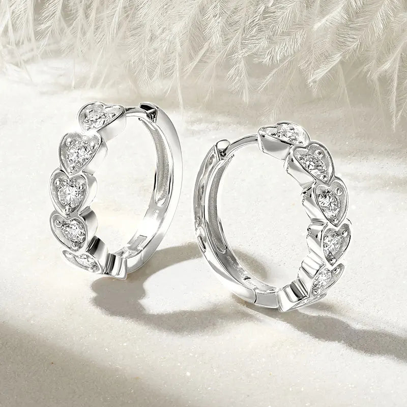 Moissanite Heart Hoop Earrings
