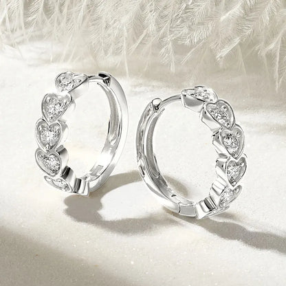 Moissanite Heart Hoop Earrings