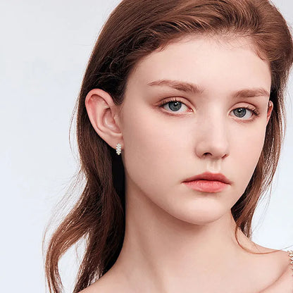 925 Silver Cluster Round Cut 3.5mm&3mm&2.5mm Moissanite Women Cluster Three Row U-Shaped Fashion Hoop Huggie Earrings for Women