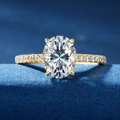 925 Silver Eternity Band 3CT 8x10mm Oval Cut D Color VVS1 Moissanite Classic  Engagement Jewelry Rings Gift for Women