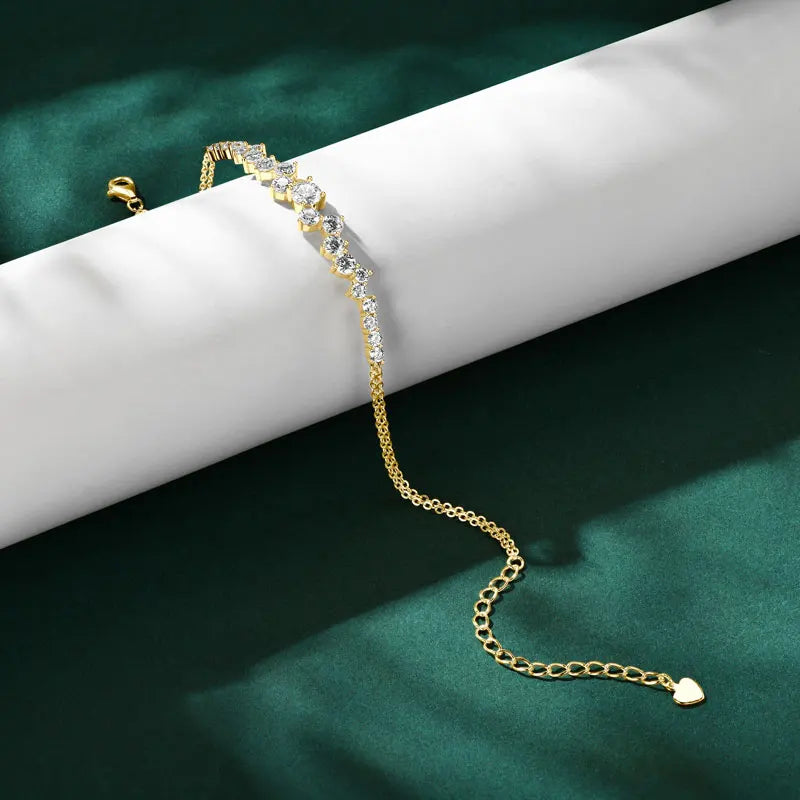 925 Silver 5mm&3.5mm&2.5mm D Color Pass Diamond Tester Moissanite Bracelet Fashion Ladies Double Chain Design Bracelet for Women