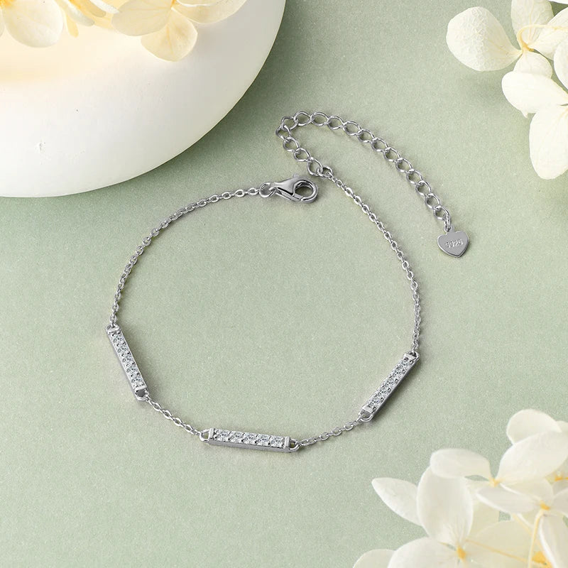 New Product Ladies Charm 925 Sterling Silver Gra VVS 2mm D Color Round Cut Moissanite Fashion Bracelet for Women Girls Wedding