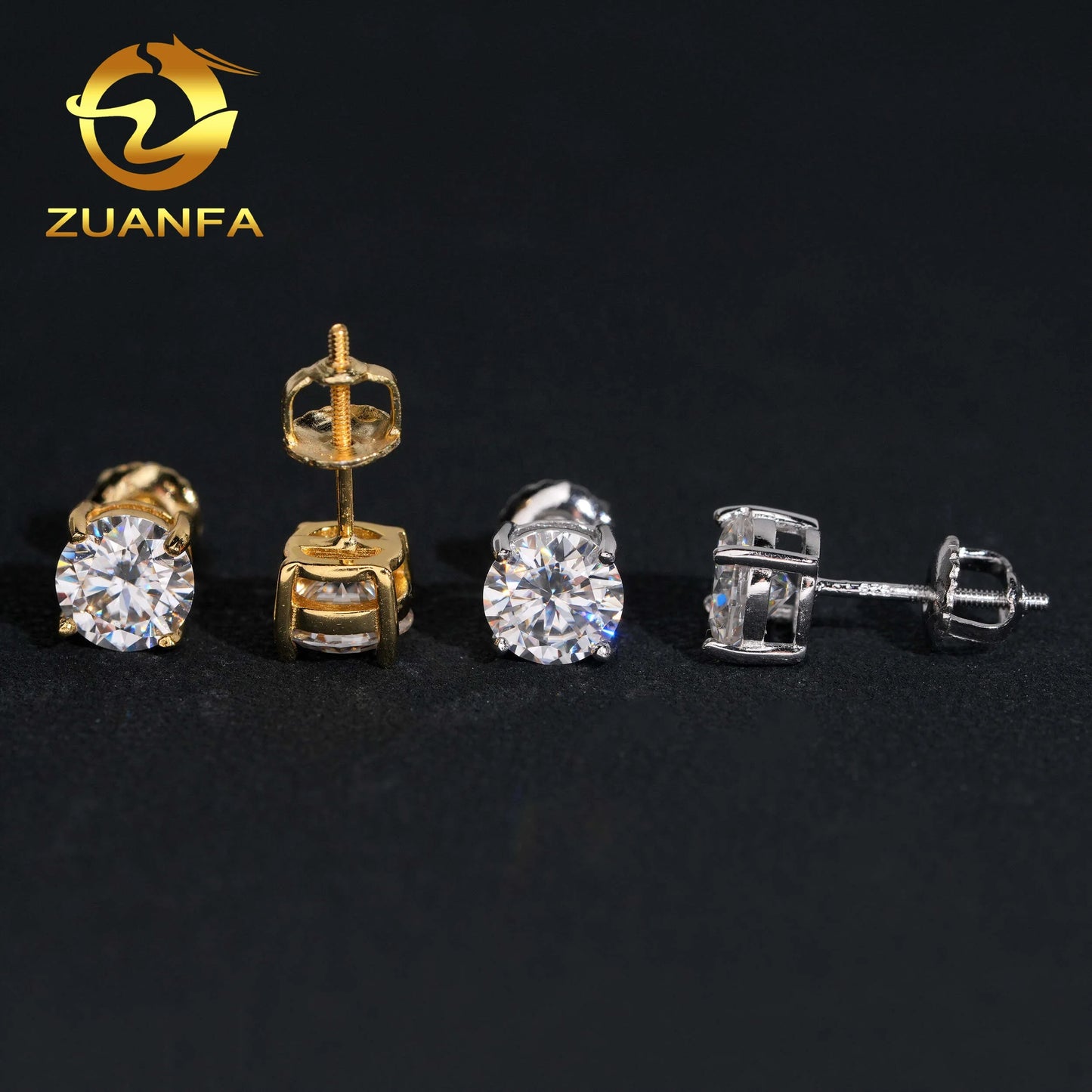 Fashion Jewelry 925 Sterling Silver Stud Earring 7.5mm GRA Certified VVS Moissanite Earrings