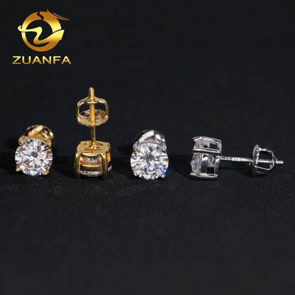 Fashion Jewelry 925 Sterling Silver Stud Earring 7.5mm GRA Certified VVS Moissanite Earrings