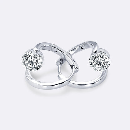 Chasau New GRA Certificated 6.5mm 1.0ct 2pcs Moissanite 925 Sterling Silver Ladies Single Stone Twisted Hoop Earrings