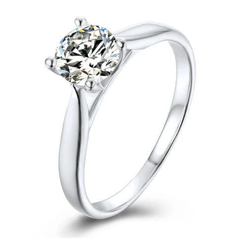 Fashion Ring S925 Sterling Silver 0.5Carat Moissanite Classic Wedding Engagement Ring for Women with GRA