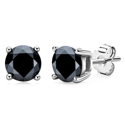 Passed Diamond Test Multi Choice 6.5mm 1ct 1.5ct 2.ct Moissanite 925 Sterling Silver Classic Black Stud Earrings for Men