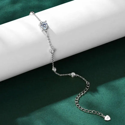 Original Charms 6.5mm&2.5mm D Color VVS1 Full Moissanite 925 Sterling Silver Chain Bracelets for Women with Gra Certificate