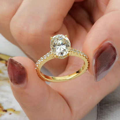 925 Silver Eternity Band 3CT 8x10mm Oval Cut D Color VVS1 Moissanite Classic  Engagement Jewelry Rings Gift for Women