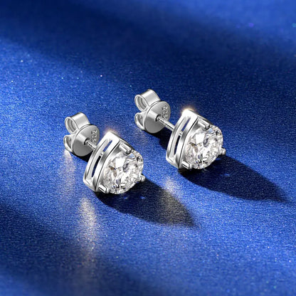 Three-Claw Moissanite Hoop Earrings