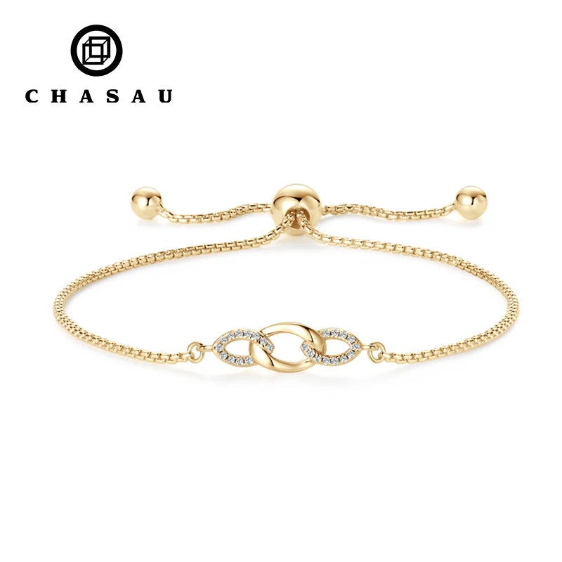 Modern Round Box Chain Adjustable Beads 925 Sterling Silver 0.8mm D0.07CT Real Moissanite Ladies Mossanite Bracelet for Women