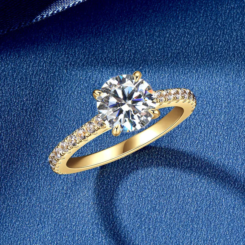 Factory GRA Certification 8mm 2.0CT Moissanite S925 Sterling Silver Four Claws Classic Wedding Engagement Ring for Women