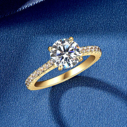 Factory GRA Certification 8mm 2.0CT Moissanite S925 Sterling Silver Four Claws Classic Wedding Engagement Ring for Women