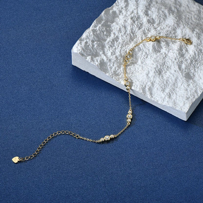 In Stock Jewelry 925 Sterling Silver Chain Wrapped 3mm&2mm Round VVS1 Moissanite Ladies Mossanite Bracelet With GRA Certificate