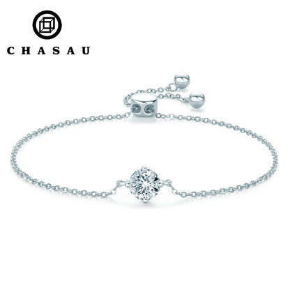 Best Selling Trendy Fashion Women Luxury Fine Jewelry 1ct 1.0ct 1 Carat 6.5mm Moissanite S925 Sterling Silver Bracelets Bangles