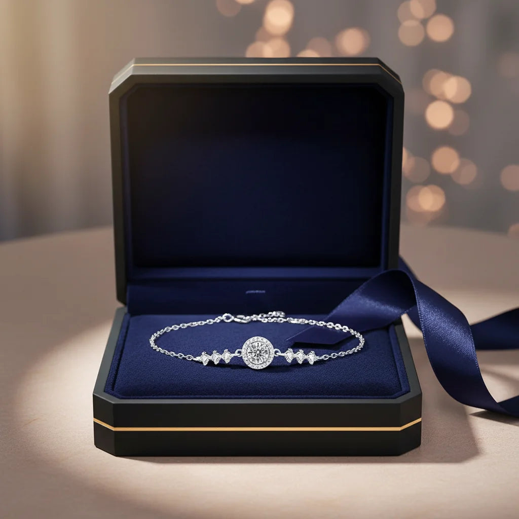 925 Sterling Silver Hand Chain Jewelry Gift Exquisite Adjustable Chain Link Infinity Bead Moissanite Bracelet for Women Girls