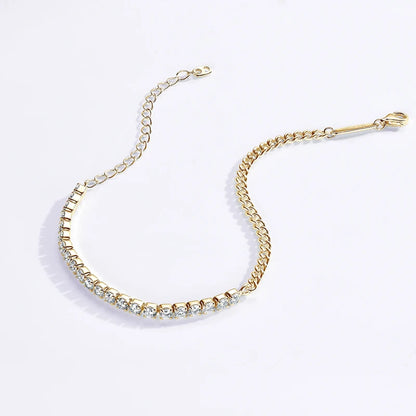 Pure Silver 925 Luxury Jewelry  3mm 2.20cttw Full D Moissanite Diamond Half Cuban Tennis Bracelets for Man Women