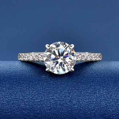 Factory GRA Certification 8mm 2.0CT Moissanite S925 Sterling Silver Four Claws Classic Wedding Engagement Ring for Women