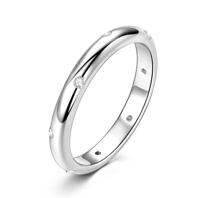 Dome Burnish Setting Wedding Band Ring