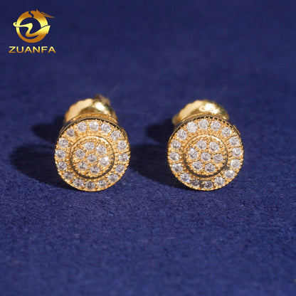 2025 Hot Selling Bulk Stock in America Warehouse Fashion Fire Jewelry Hip Hop S925 Screw Back VVS1 Moissanite Stud Earrings