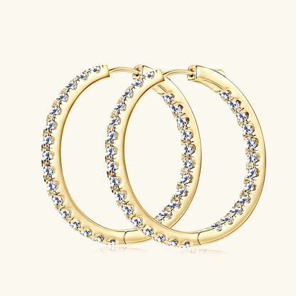 100% Moissanite Diamond Earrings 925 Sterling Silver 37mm Circle Big Hoop Earrings for Women Wedding Valentine Jewelry Gifts