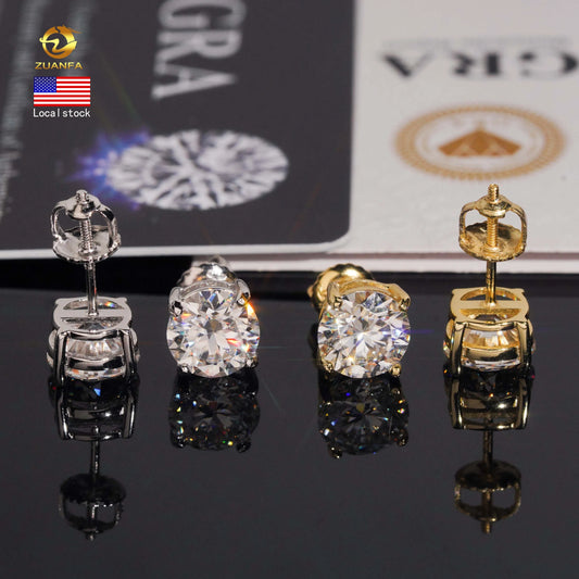 Fashion Jewelry 925 Sterling Silver Stud Earring 7.5mm GRA Certified VVS Moissanite Earrings