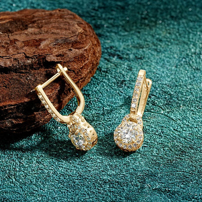 Sparkle 5mm 0.5ct Iced Out Light Luxury Moissanite 925 Sterling Silver U-Shaped Dangle Hoop Earrings for Women