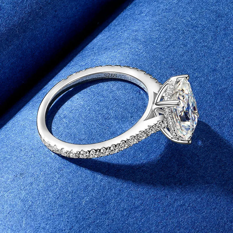 925 Silver 7x9mm 3.0ct Baguette Chamfered Fluted Radiant Cut Moissanite Ring Ladies Classic Engagement Ring for Women