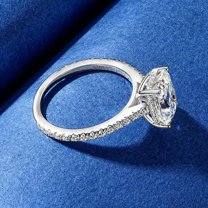 925 Silver 7x9mm 3.0ct Baguette Chamfered Fluted Radiant Cut Moissanite Ring Ladies Classic Engagement Ring for Women