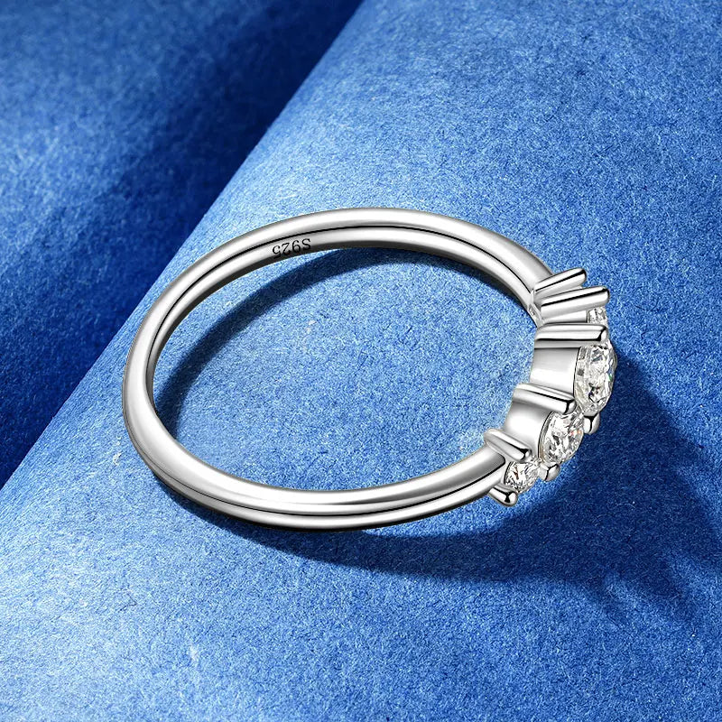 Five Stone Crown Moissanite Ring