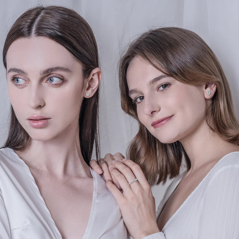 Heart Flaw 4mm/5mm/6.5mm/7.5mm/8mm Real Moissanite Stud Earrings Gold Plated 925 Sterling Silver Snowflake Earrings for Women