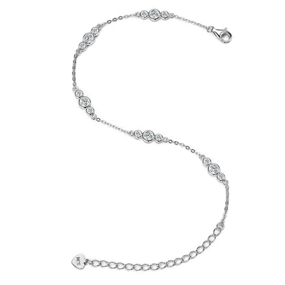 In Stock Jewelry 925 Sterling Silver Chain Wrapped 3mm&2mm Round VVS1 Moissanite Ladies Mossanite Bracelet With GRA Certificate