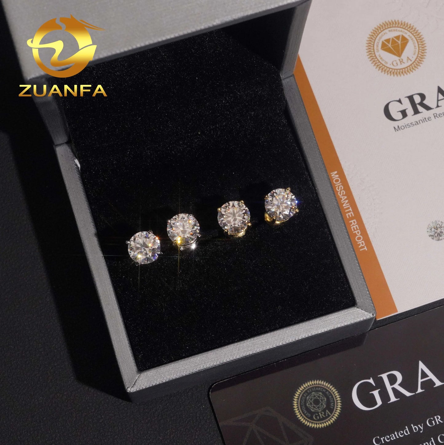 Fashion Jewelry 925 Sterling Silver Stud Earring 7.5mm GRA Certified VVS Moissanite Earrings