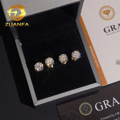 Fashion Jewelry 925 Sterling Silver Stud Earring 7.5mm GRA Certified VVS Moissanite Earrings