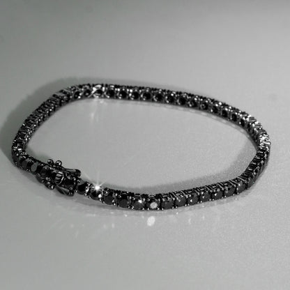 [US] in Stock 5MM Black Vvs Moissanite Tennis Bracelet Iced Out Round Brilliant Cut Diamond 925 Silver Tennis Chain